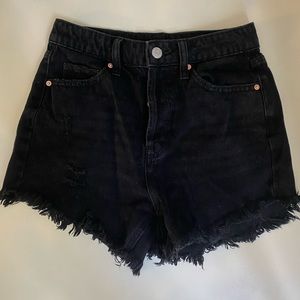 Black denim shorts